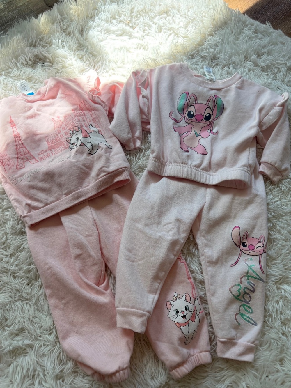 Soft pink Kids Pink Disney girls cute Character Pajama Set - Cute Cartoon Lounge